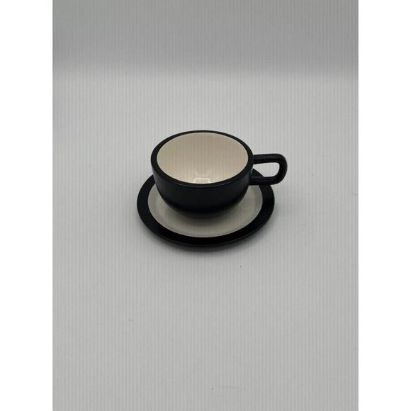 Kate Spade SATURDAY Tea Cup Saucer Set Ceramic Espresso Black Stone - Picture 1 of 8